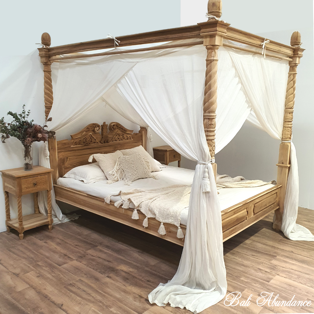 How to Put a Canopy Mosquito Net on your Four Poster Bed – Bali Abundance