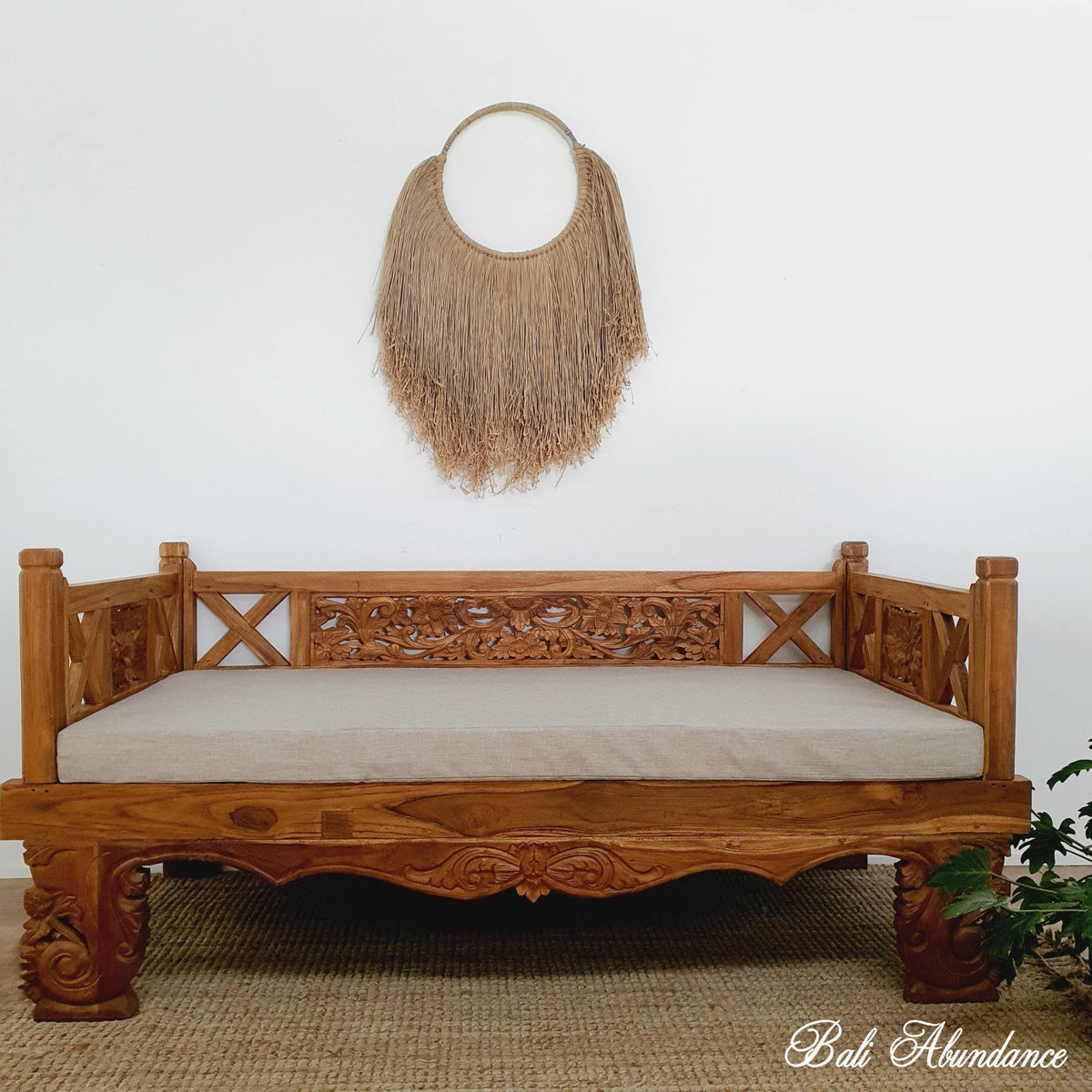 *Balinese Hand Carved Natural Daybed With Base Cushion - Medium – Bali ...