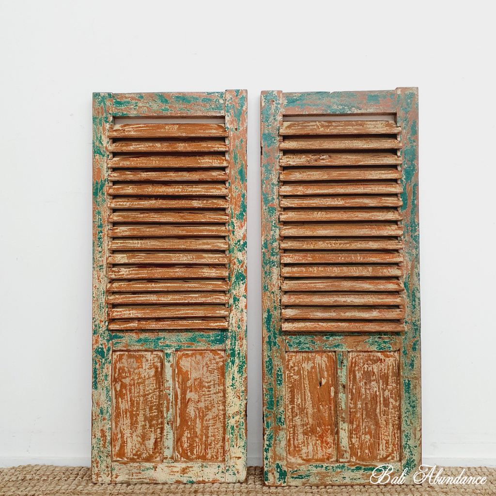 rustic louvre window shutter