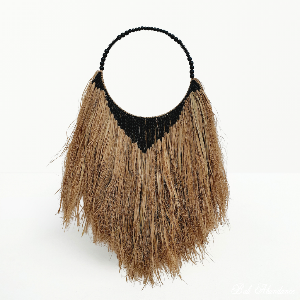 raffia beaded wall hanging