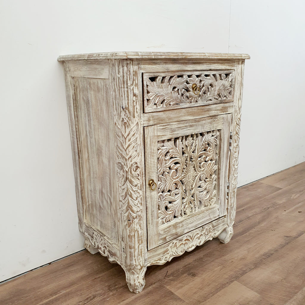 whitewash wooden bedside table